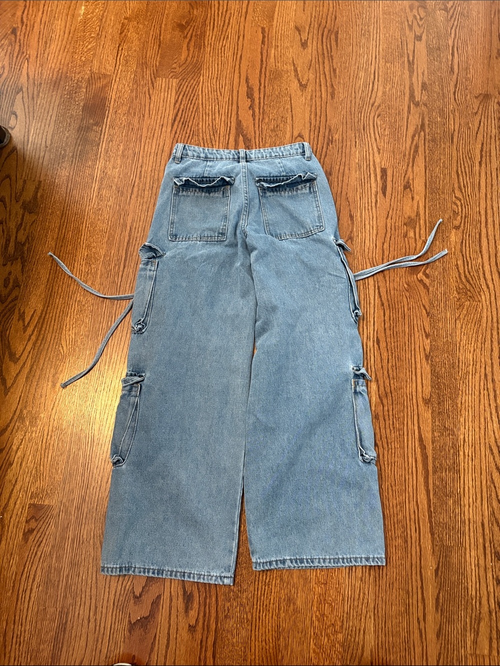 Wide Leg Light Blue Cargo Jeans for girls size 13 - Picture 3 of 3